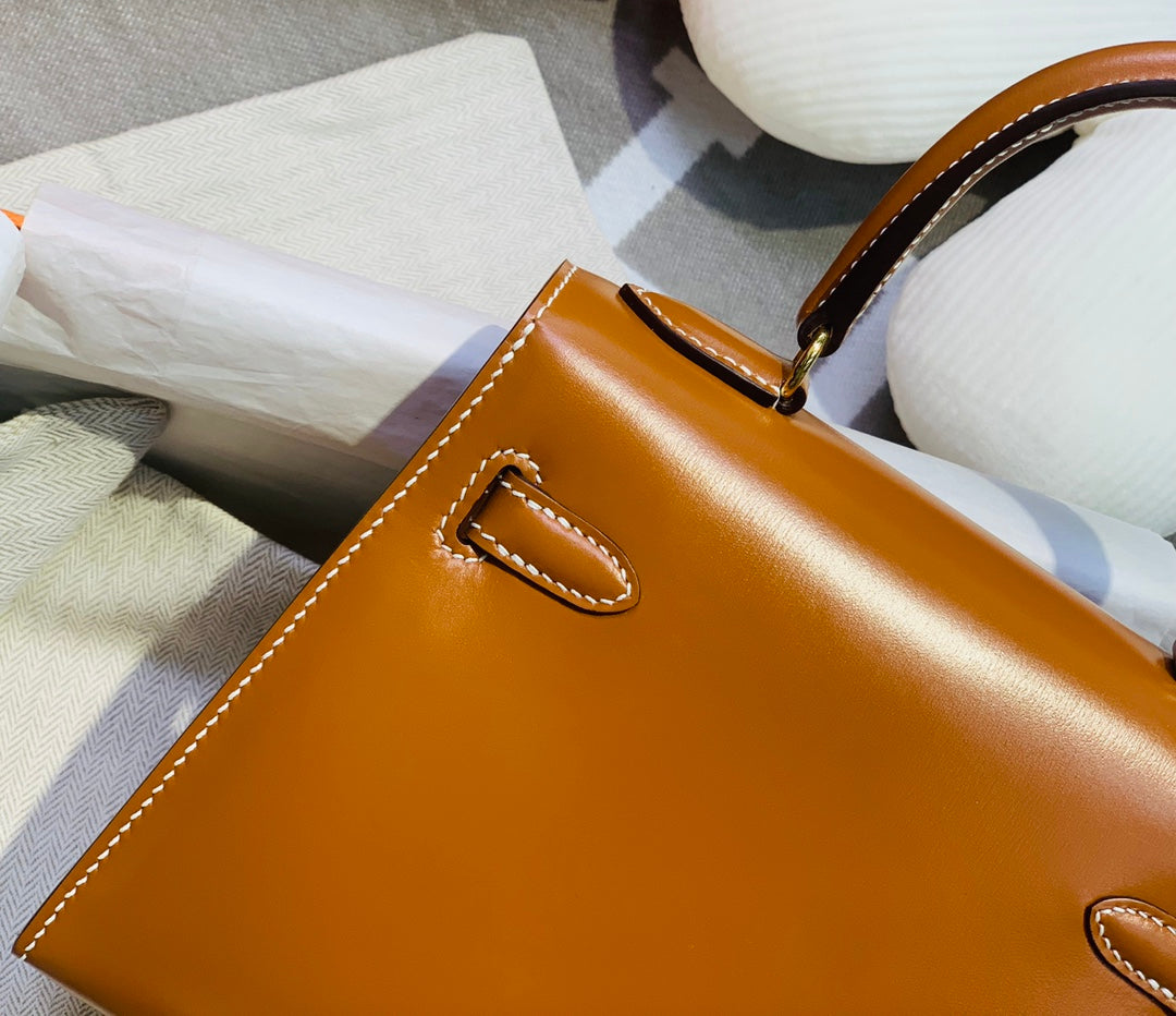 KELLY MINI 20 BAG IN BRONZE BROWN SMOOTH CALFSKIN WITH GOLD HARDWARE (MADE-TO-ODER)