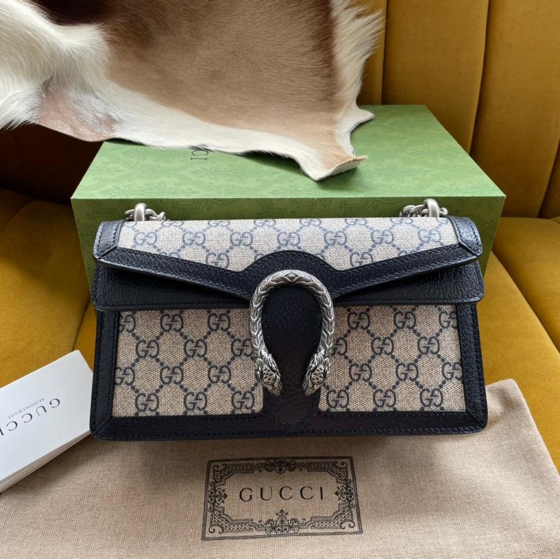 ディオニュソス ショルダーバッグ 25 ベージュ ジャカード生地とブラック カーフスキントリム シルバー金具