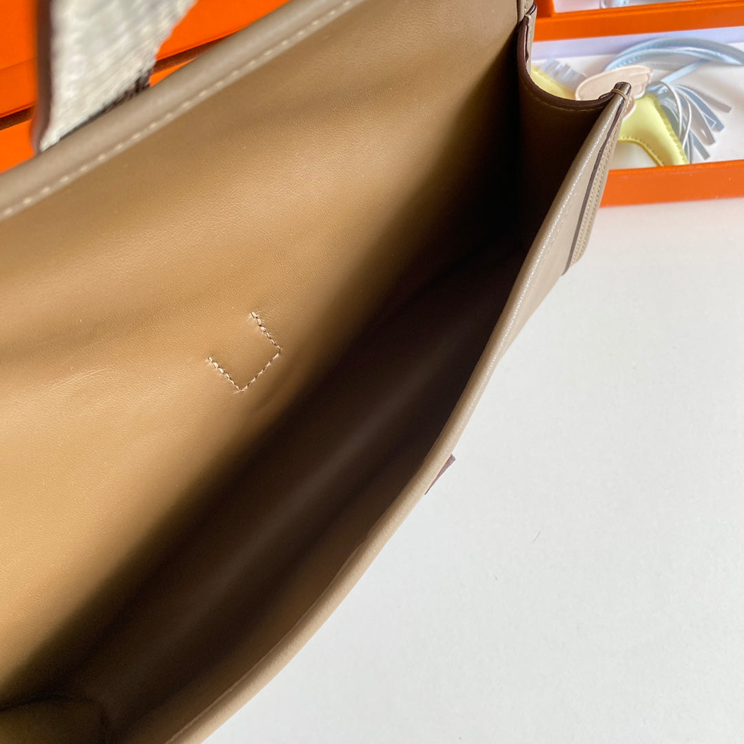 JIGE ELAN 29 チョコレートブラウンカーフスキン（ホワイトリザードスキン使用）クラッチバッグ（オーダーメイド）