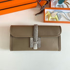 JIGE ELAN 29 チョコレートブラウンカーフスキン（ホワイトリザードスキン使用）クラッチバッグ（オーダーメイド）