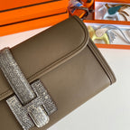 JIGE ELAN 29 チョコレートブラウンカーフスキン（ホワイトリザードスキン使用）クラッチバッグ（オーダーメイド）