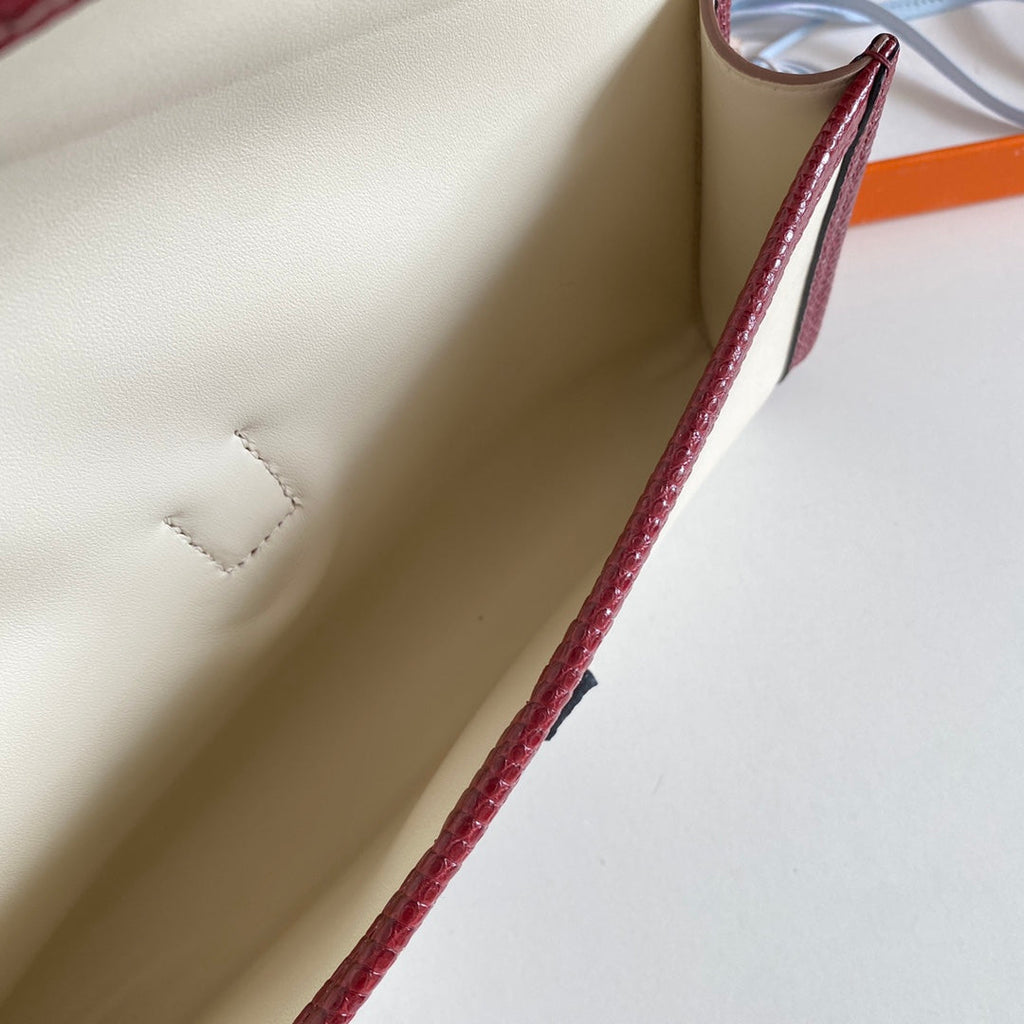 JIGE ELAN 29 クラッチバッグ（ホワイトカーフスキン、ガーネットレッドリザードスキン使用、オーダーメイド）