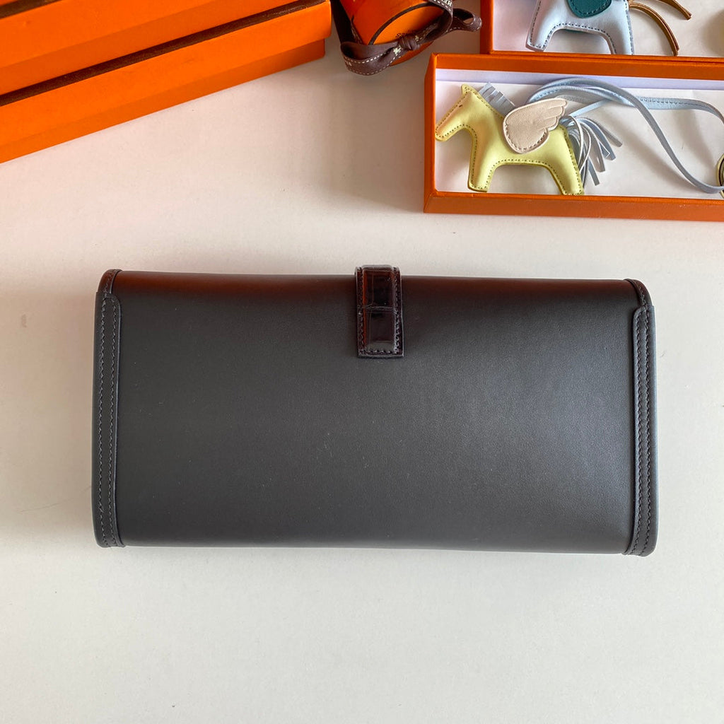 JIGE ELAN 29 ブラックカーフスキン＆リザードスキン クラッチ（オーダーメイド）