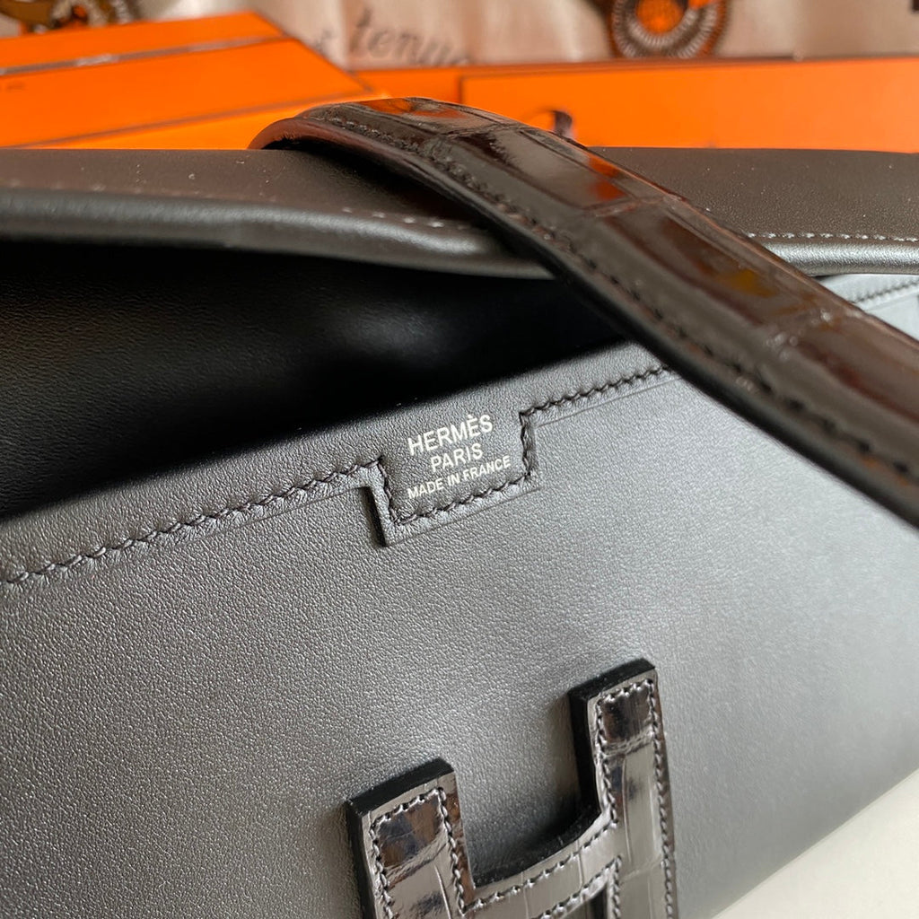 JIGE ELAN 29 ブラックカーフスキン＆リザードスキン クラッチ（オーダーメイド）