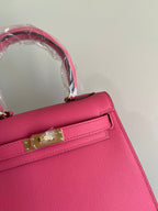 KELLY MINI 20 BAG IN RED PINK CALFSKIN WITH GOLD HARDWARE (MADE-TO-ODER)