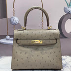 KELLY BAG 20 IN KHAKI BEIGE OSTRICH LEATHER WITH GOLD HARDWARE (MADE-TO-ODER)