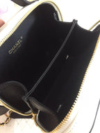 CC MINI 17 バニティケース（ブラックミックスホワイトカーフスキン、ゴールド金具）