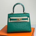 KELLY BAG 20 IN TEAL GREEN OSTRICH LEATHER WITH GOLD HARDWARE (MADE-TO-ODER)