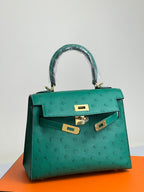 KELLY BAG 20 IN TEAL GREEN OSTRICH LEATHER WITH GOLD HARDWARE (MADE-TO-ODER)