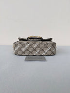 GG MINI 25 PRINTED SADDLE BAG IN EICRU BEIGE CANVAS