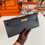 ケリーカット 31 ブラックカーフスキン ゴールド金具