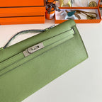 KELLY CUT 31 IN APPLE GREEN CALFSKIN WITH SILVER HARDWARE