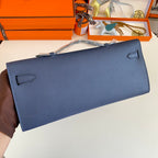 ケリーカット 31 クラシックブルーカーフスキン、ゴールド金具