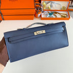 KELLY CUT 31 IN CLASSIC BLUE CALFSKIN WITH SILVER HARDWARE