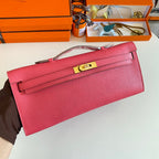 KELLY CUT 31 IN WATERMELON PINK CALFSKIN WITH GOLD HARDWARE