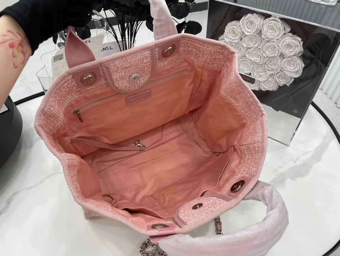 CC DEAUVILLE ラージ 38 トートバッグ（ライトピンク キャンバス）