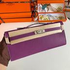 KELLY CUT 31 IN VIOLET PURPLE CALFSKIN WITH SILVER HARDWARE