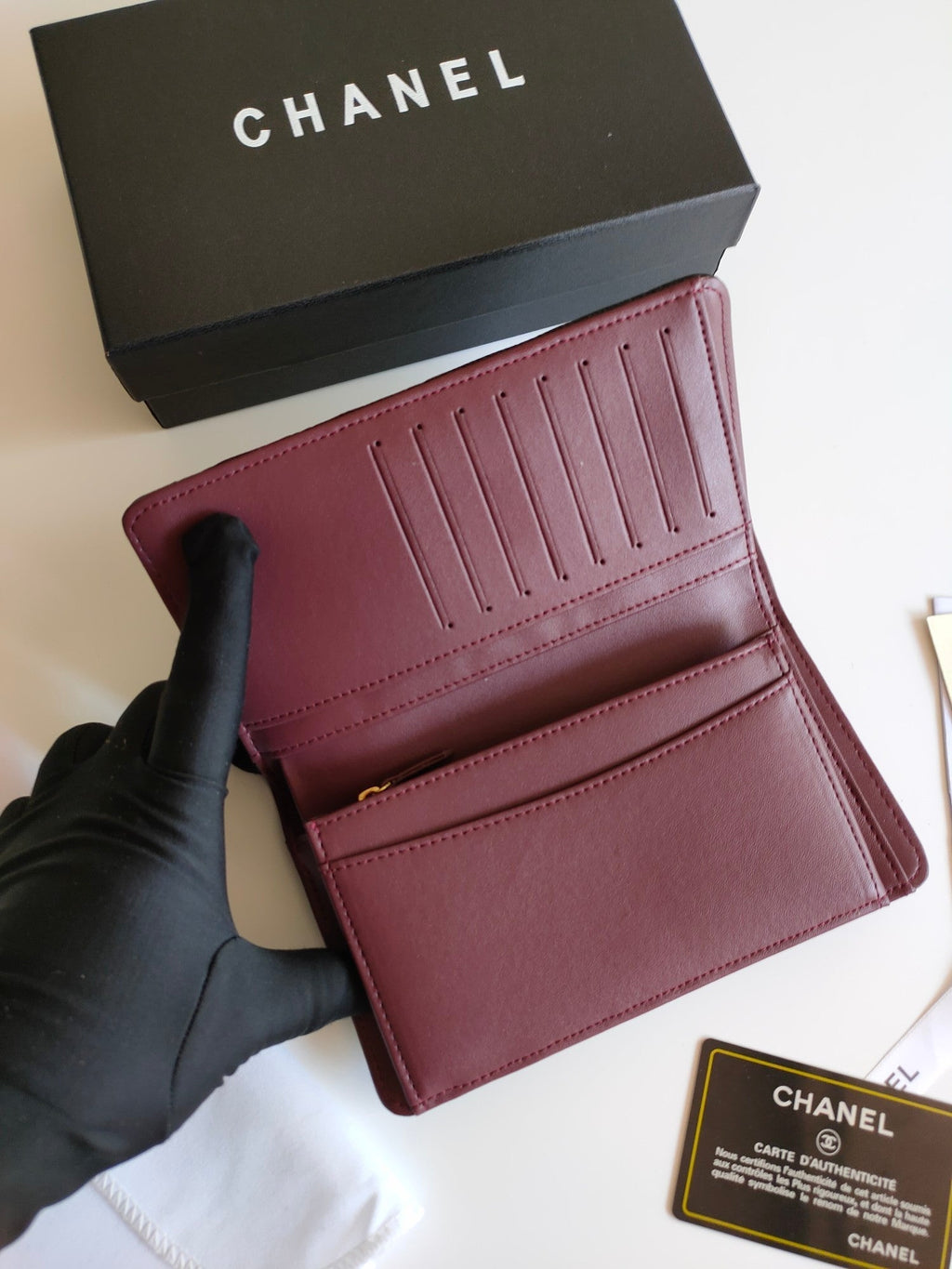 CC ジップ付きロングパース 19 ブラック グレインカーフスキン ゴールドアイコン