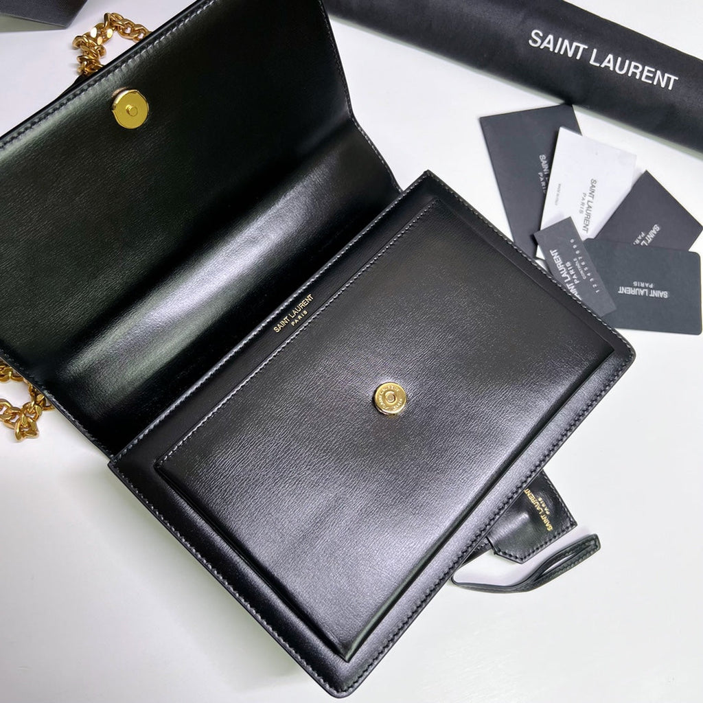 サンセット ミディアム 22インチ ブラック カーフスキン ゴールドハードウェア