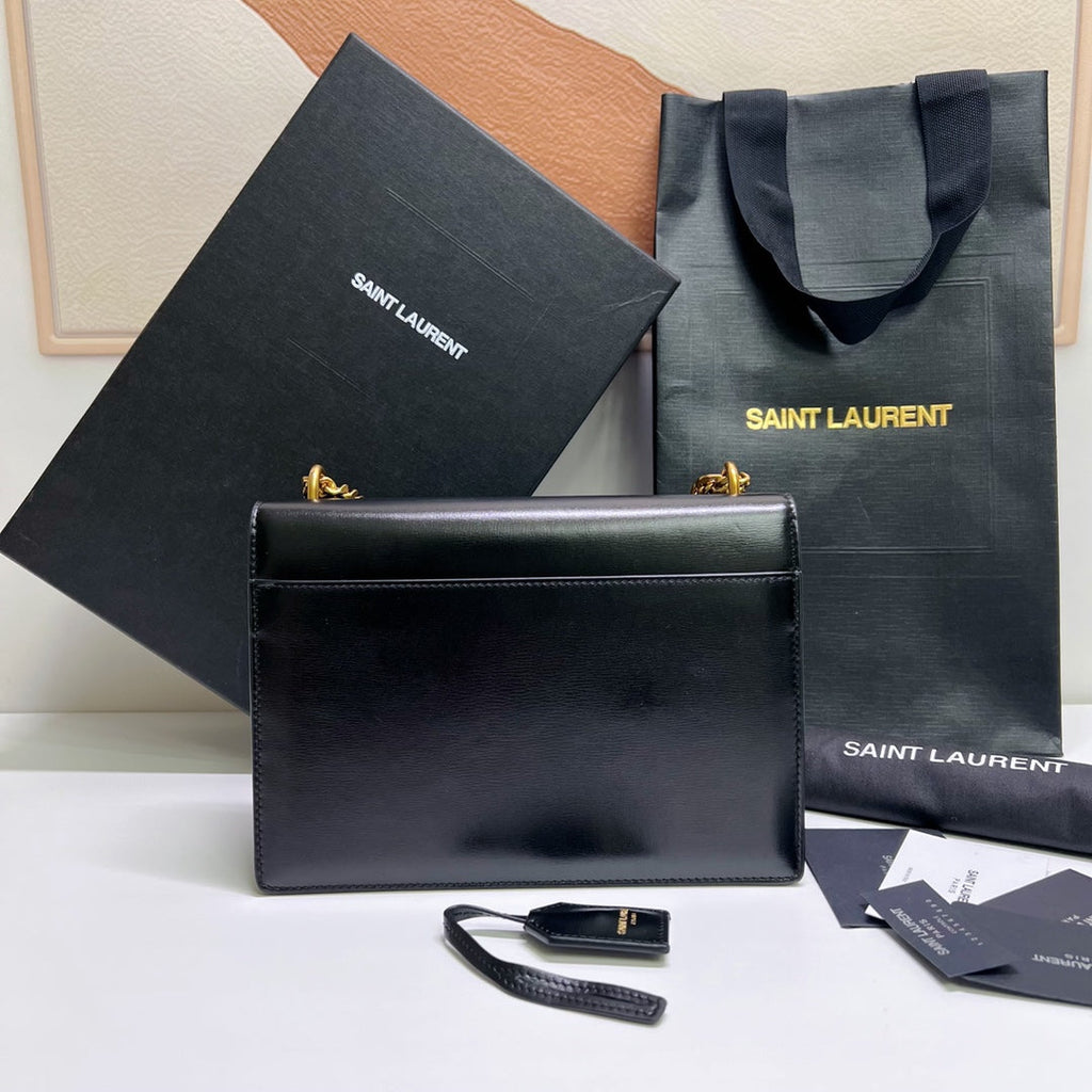 サンセット ミディアム 22インチ ブラック カーフスキン ゴールドハードウェア