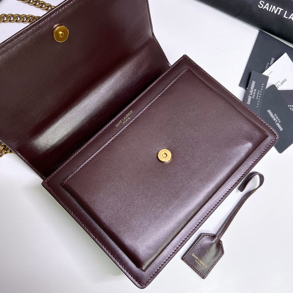 サンセット ミディアム 22インチ マルーンカーフスキン ゴールドハードウェア