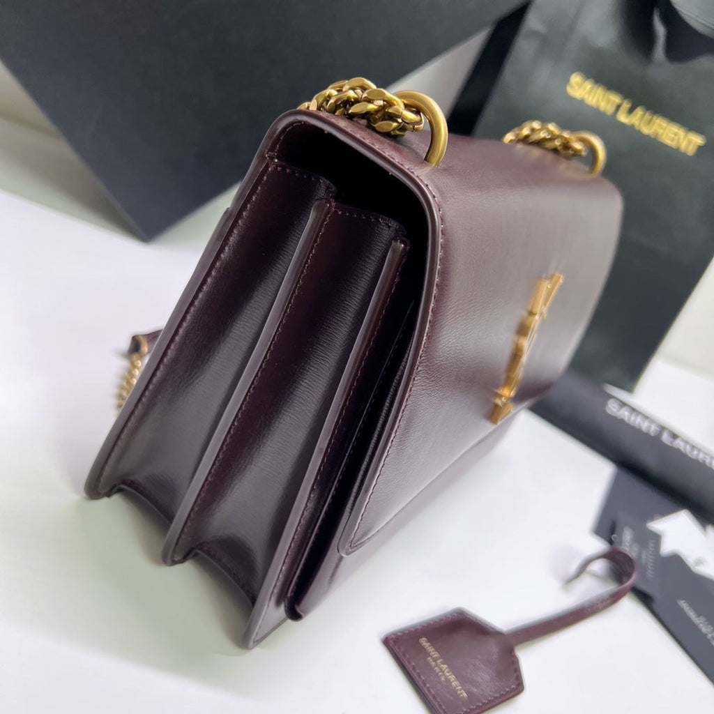 サンセット ミディアム 22インチ マルーンカーフスキン ゴールドハードウェア