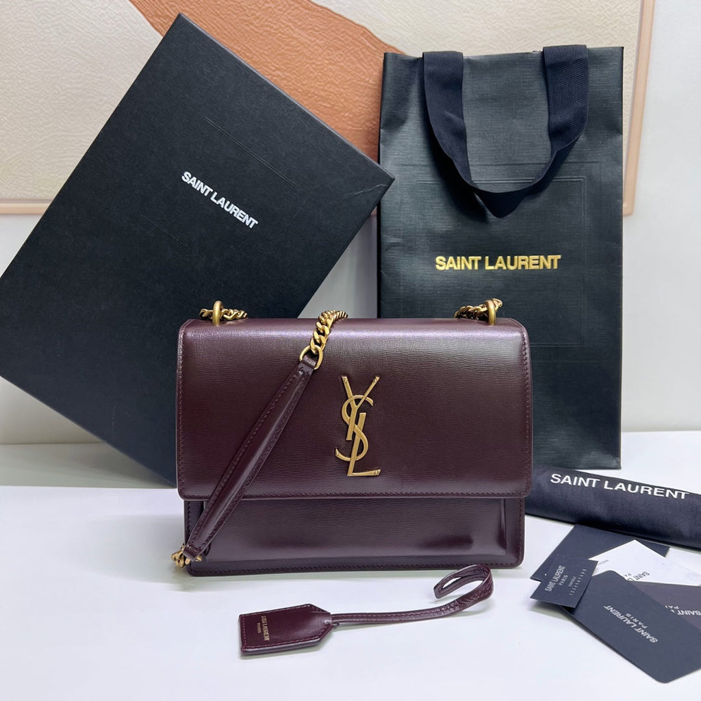 サンセット ミディアム 22インチ マルーンカーフスキン ゴールドハードウェア