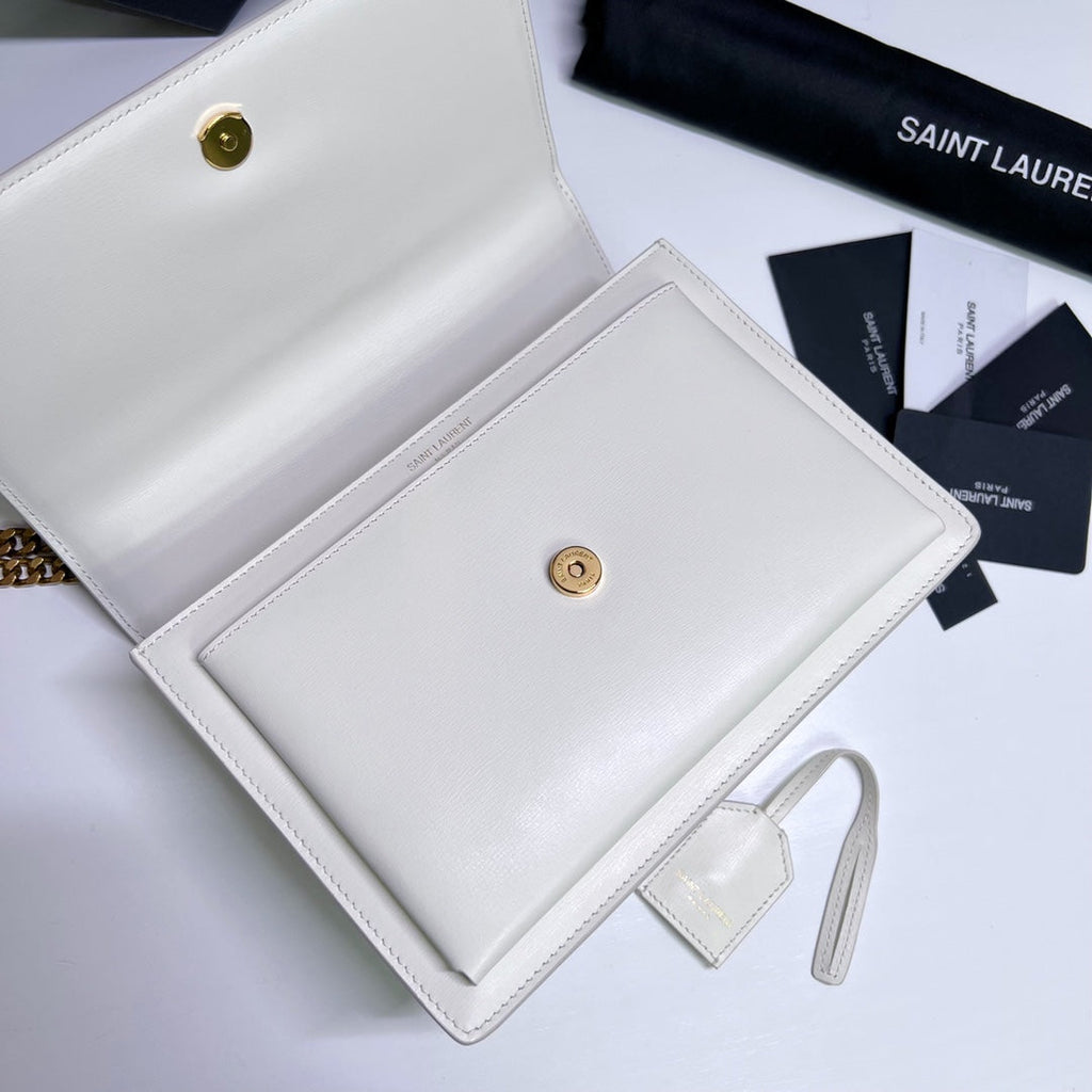 サンセット ミディアム 22インチ ホワイトカーフスキン ゴールドハードウェア