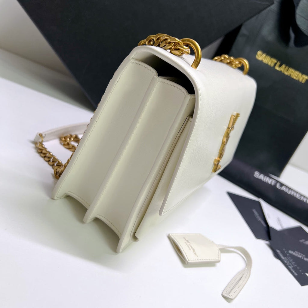 サンセット ミディアム 22インチ ホワイトカーフスキン ゴールドハードウェア