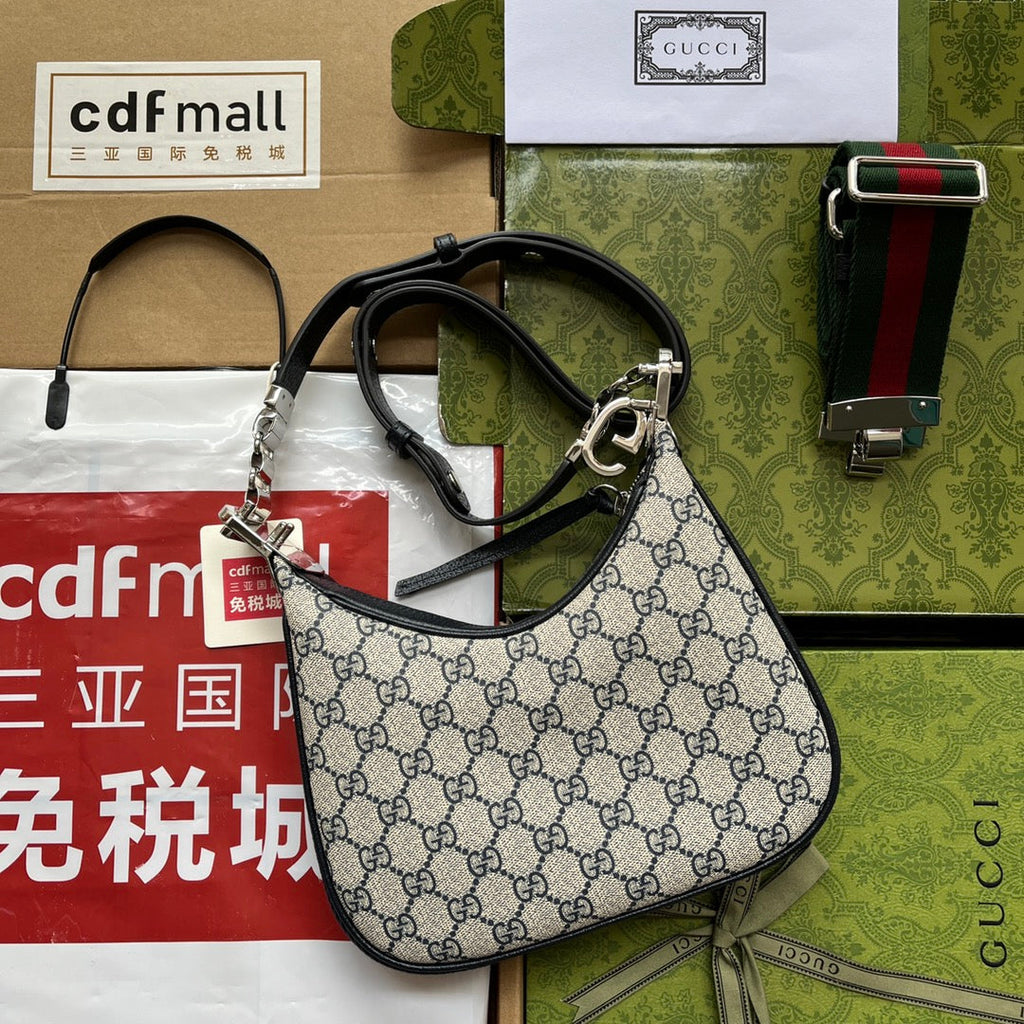 アタッシュ ミニバッグ 23 ベージュGG＆ダークブルーカーフスキン