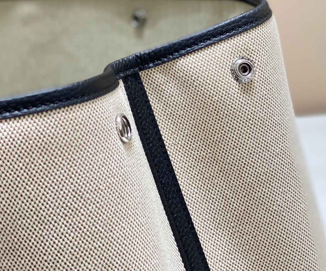 ガーデンパーティー 36cm ホワイト トイレットペーパー コットンキャンバス＆ブラックカーフスキン