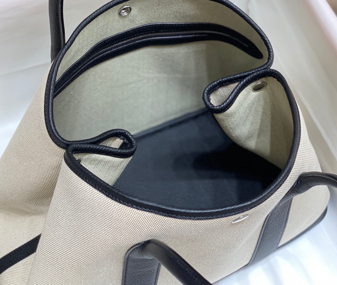 ガーデンパーティー 36cm ホワイト トイレットペーパー コットンキャンバス＆ブラックカーフスキン