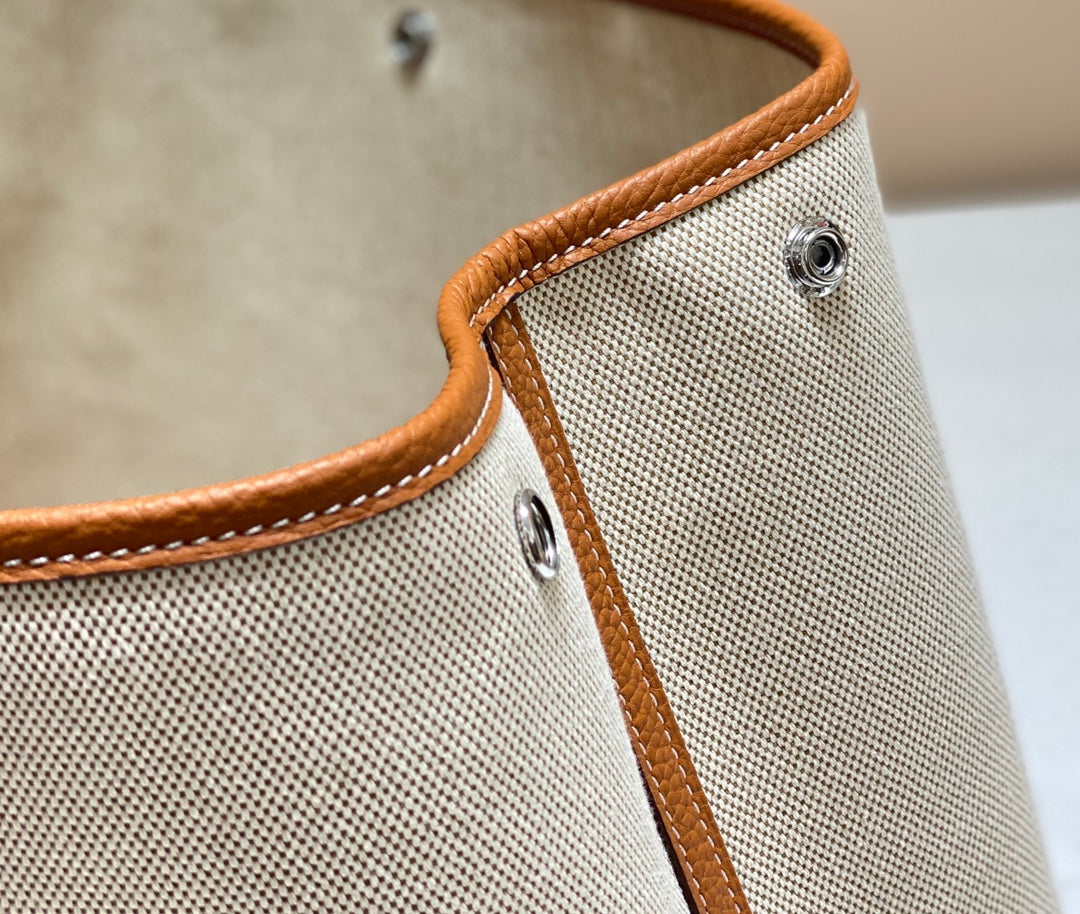 ガーデンパーティー 36cm ホワイト トイレットペーパー コットンキャンバスとブラウンカーフスキン