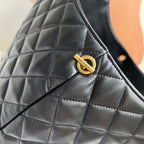 ICARE 58 MAXI SHOPPING BAG IN BLACK LAMBSKIN GOLD-TONE METALLIC