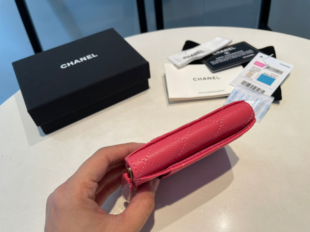 CC ジップ付きコインパース 11 レッド ピンク グレインカーフスキン