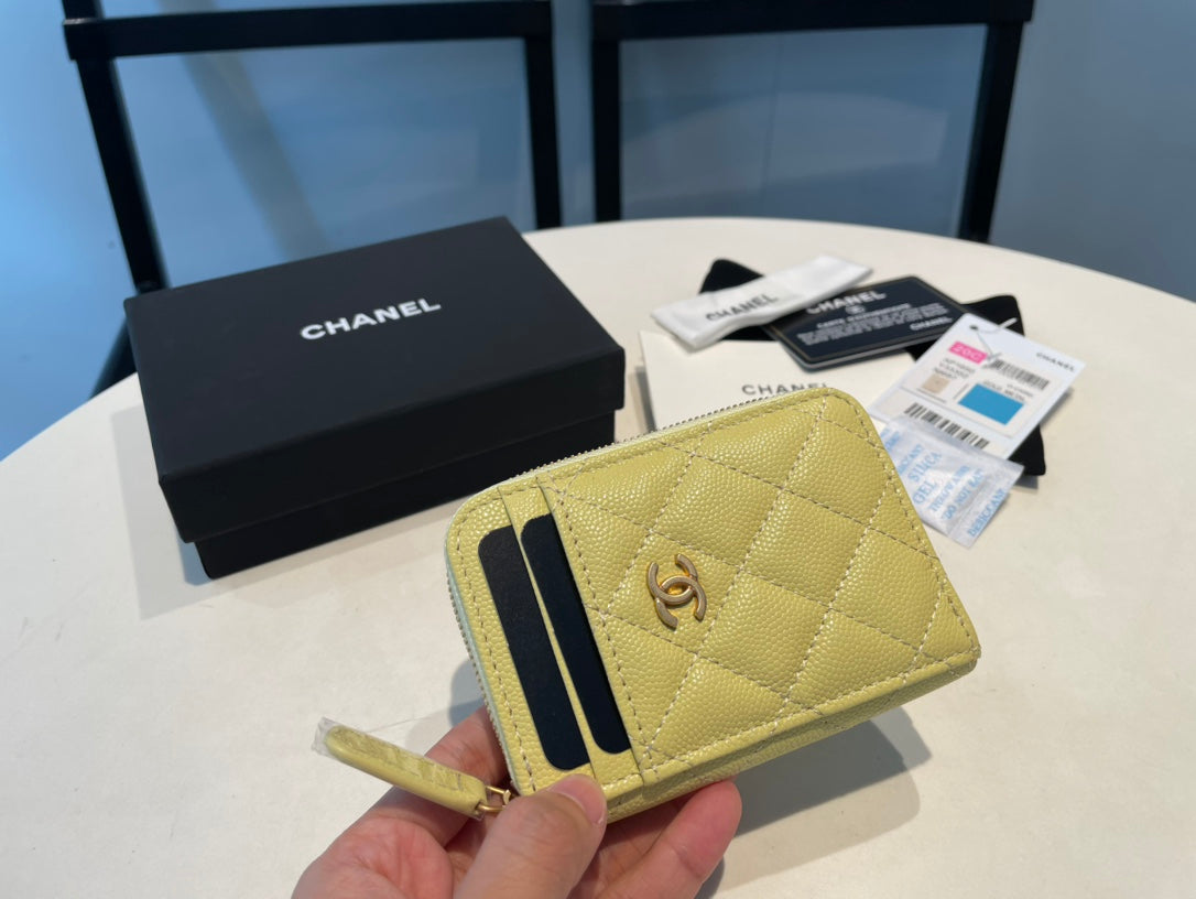 CC ジップ付きコインパース 11 イエロー グレインカーフスキン