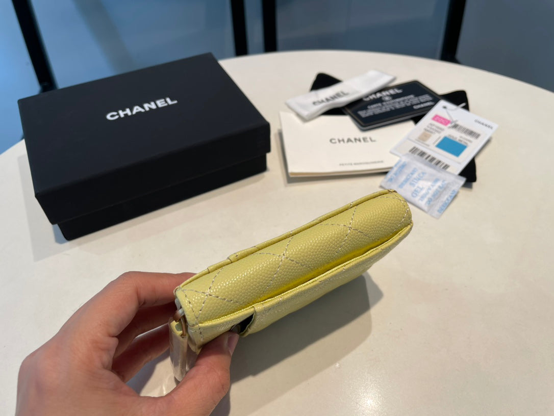 CC ジップ付きコインパース 11 イエロー グレインカーフスキン