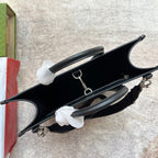 タイガープリント ミディアム トートバッグ 38 ブラック キャンバス＆レザートリム