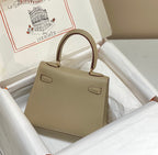 KELLY MINI 20 BAG IN TAN BROWN CALFSKIN WITH GOLD HARDWARE (MADE-TO-ODER)