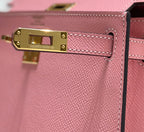 KELLY MINI 20 BAG IN ROUGE PINK CALFSKIN WITH GOLD HARDWARE (MADE-TO-ODER)
