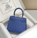 KELLY MINI 20 BAG IN AZURE BLUE CALFSKIN WITH GOLD HARDWARE (MADE-TO-ODER)