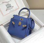 KELLY MINI 20 BAG IN AZURE BLUE CALFSKIN WITH GOLD HARDWARE (MADE-TO-ODER)