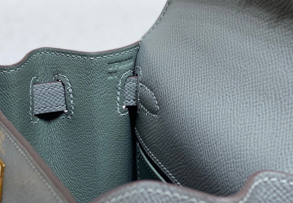 KELLY MINI 20 BAG IN SHARK GRAY CALFSKIN WITH GOLD HARDWARE (MADE-TO-ODER)