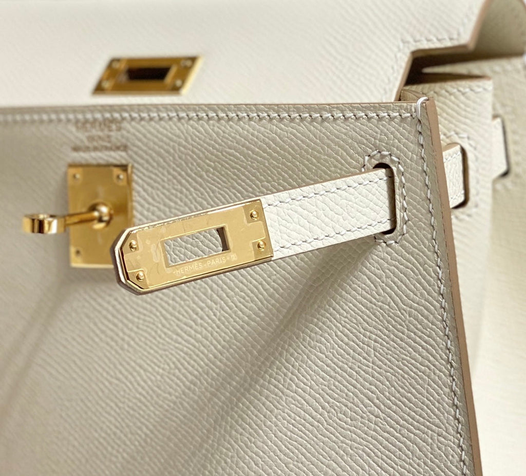 KELLY MINI 20 BAG IN WHITE CALFSKIN WITH GOLD HARDWARE (MADE-TO-ODER)