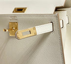 KELLY MINI 20 BAG IN WHITE CALFSKIN WITH GOLD HARDWARE (MADE-TO-ODER)
