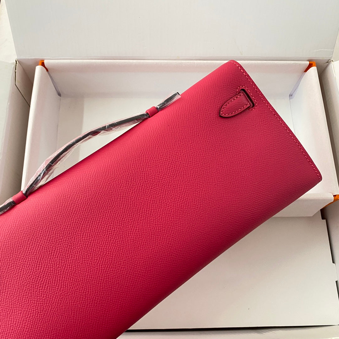 ケリーカット 31 チェリーレッドカーフスキン、ゴールド金具