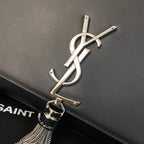 KATE TASSEL 24 BLACK CALFSKIN WITH SILVER LOGO