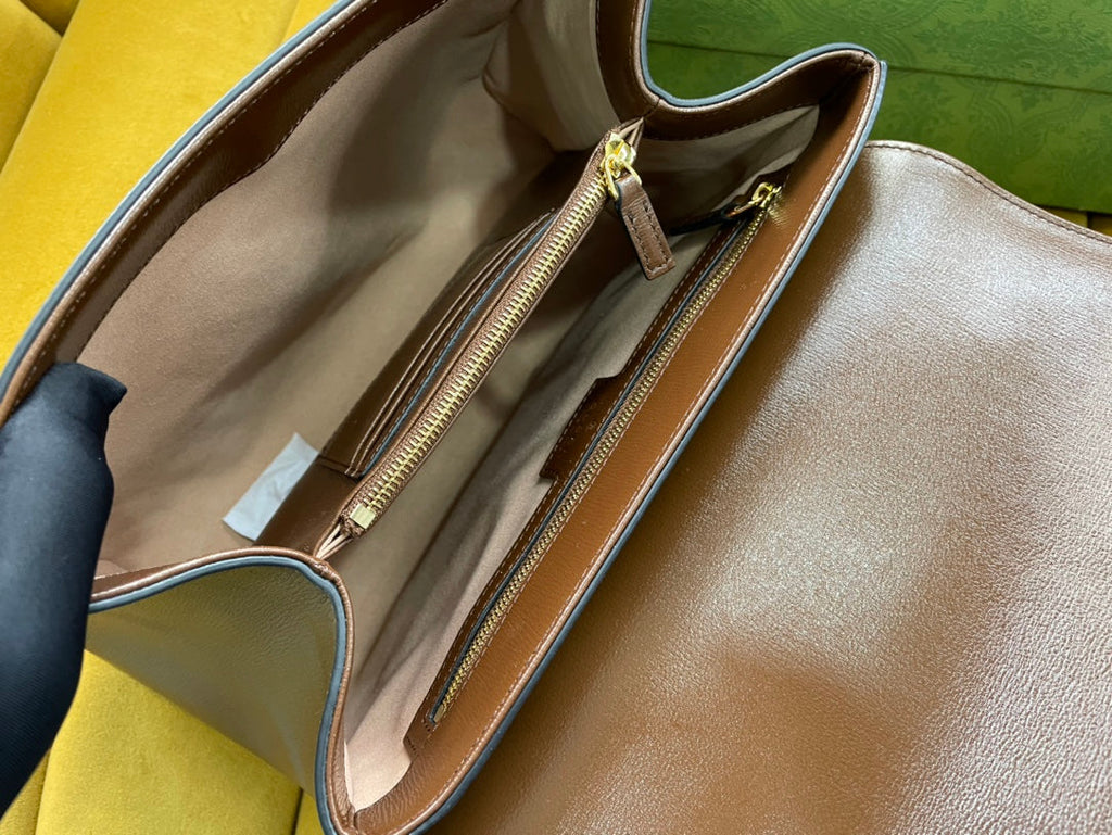 GGホースビット 1955 スモール 29 バッグ ベージュ キャンバス＆ライトブラウン カーフスキン