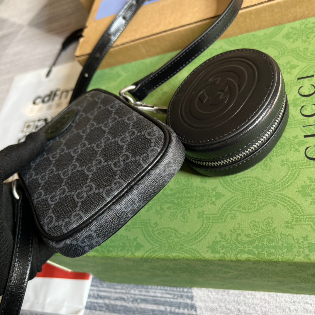 ミニバッグ 17 ブラックカーフスキン＆キャンバス