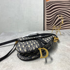 CDサドルバッグストラップ ストラップ付き 25.5cm ブルー オービック刺繍